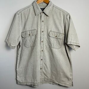 Croft & Barrow Men's Beige Short Sleeve Button Up Casual Dress Shirt Size Large